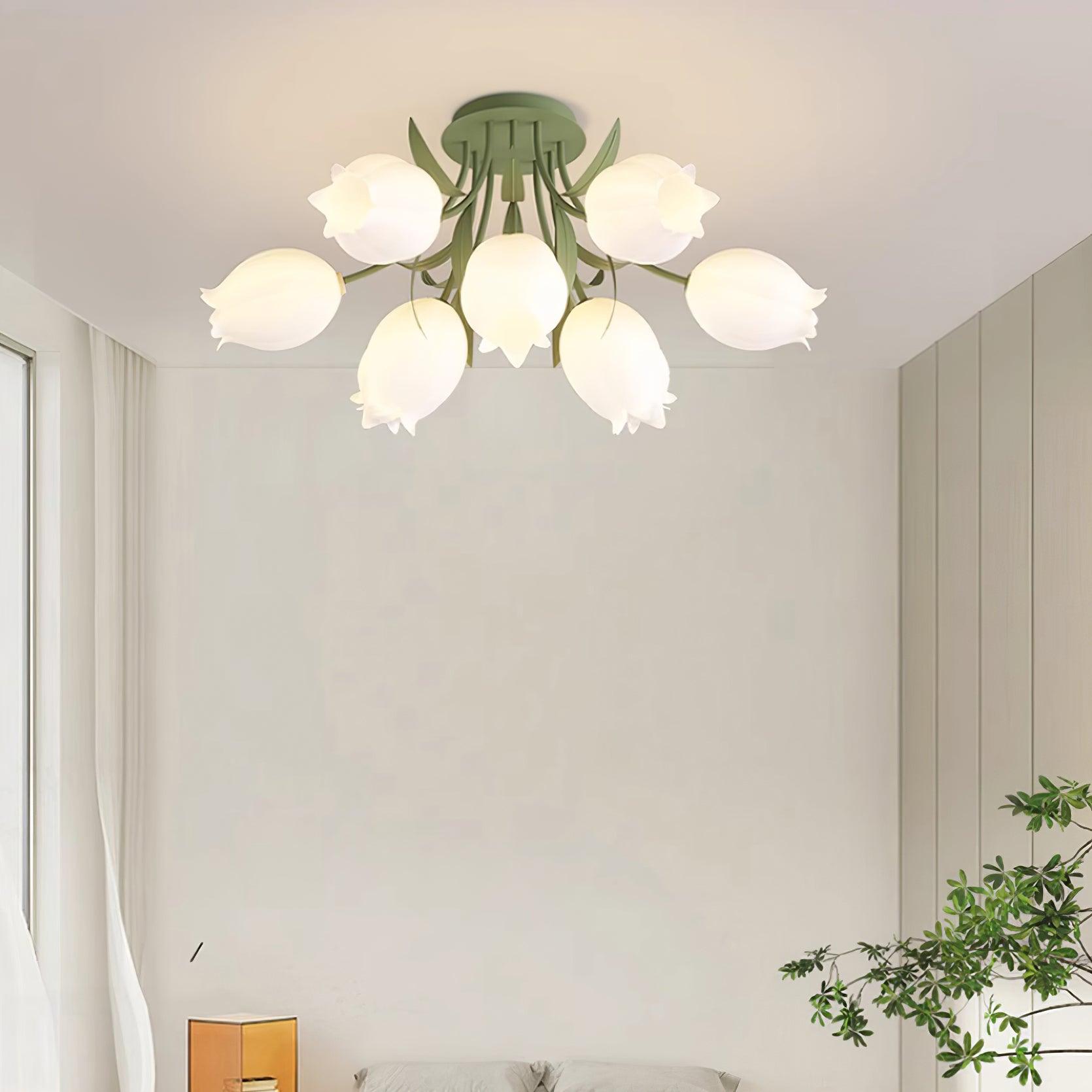 Floral Cream Lily Ceiling Light
