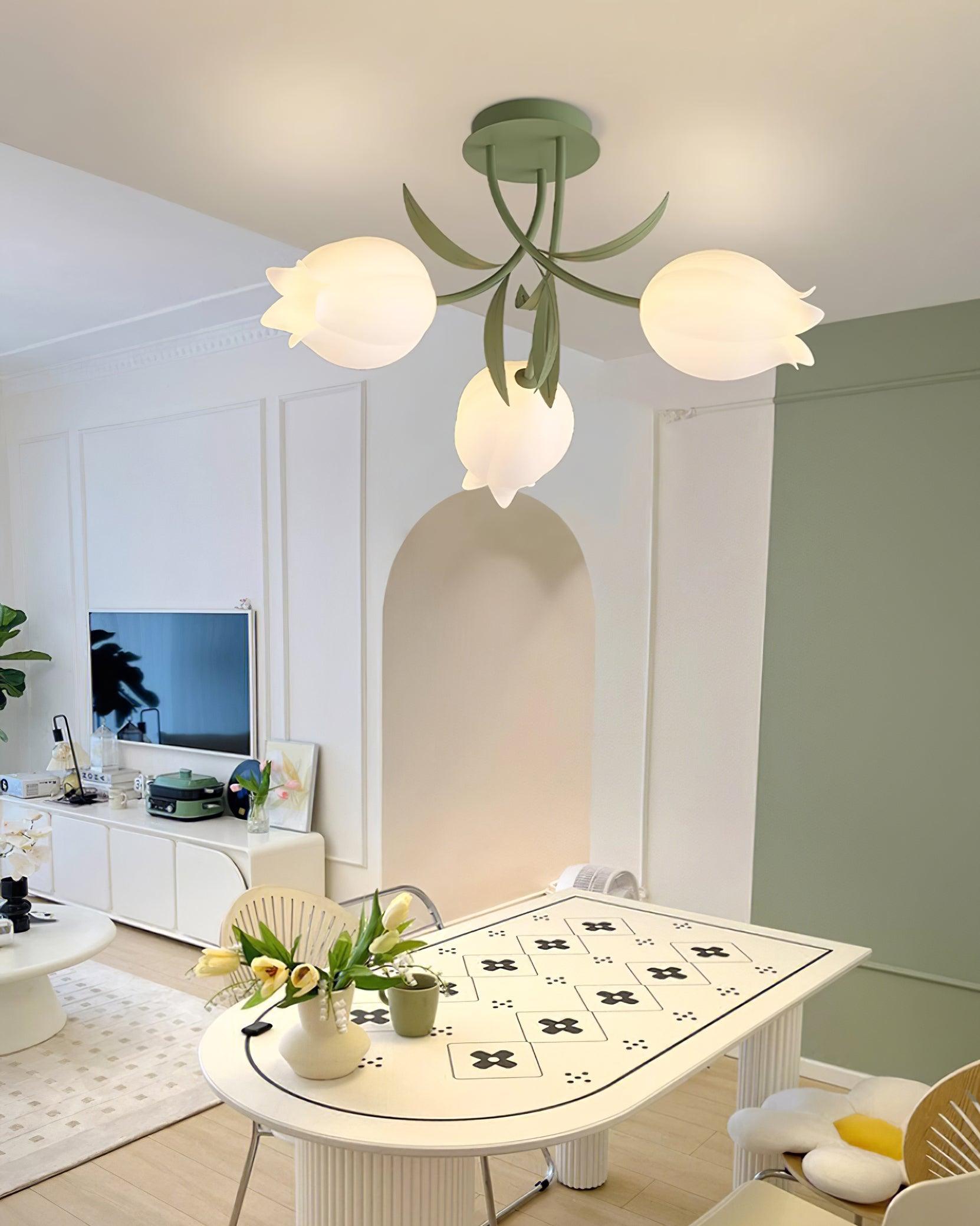 Floral Cream Lily Ceiling Light