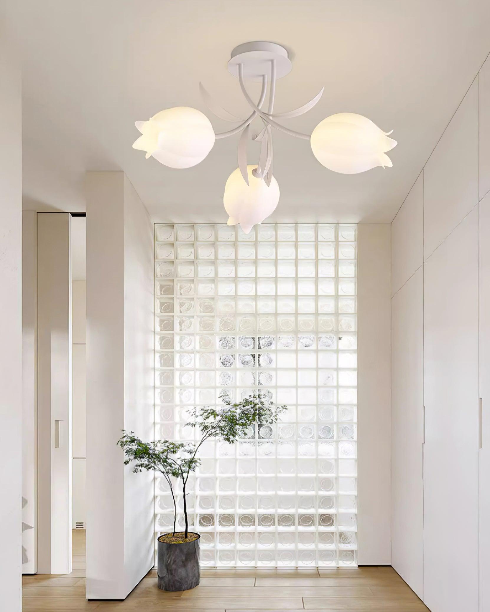 Floral Cream Lily Ceiling Light