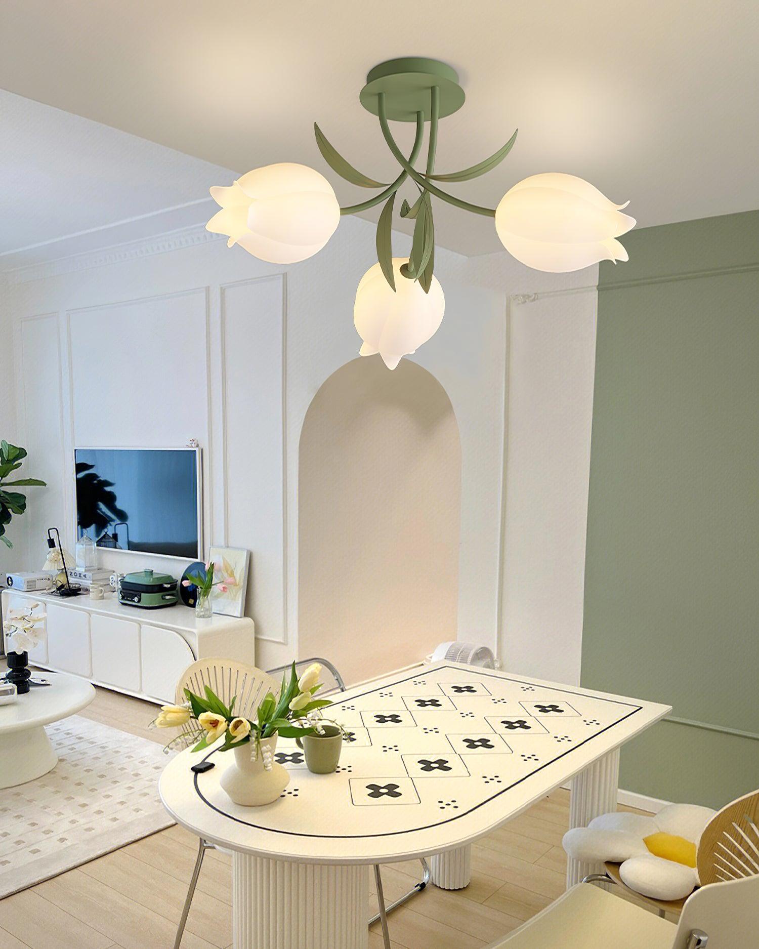 Floral Cream Lily Ceiling Light