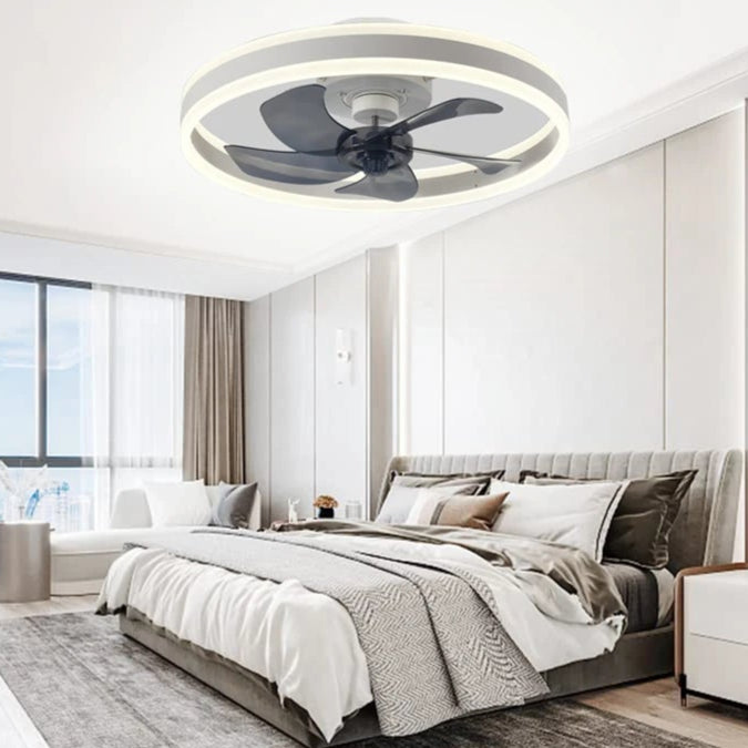 Flush Mount LED Ceiling Fan Light with Remote Control