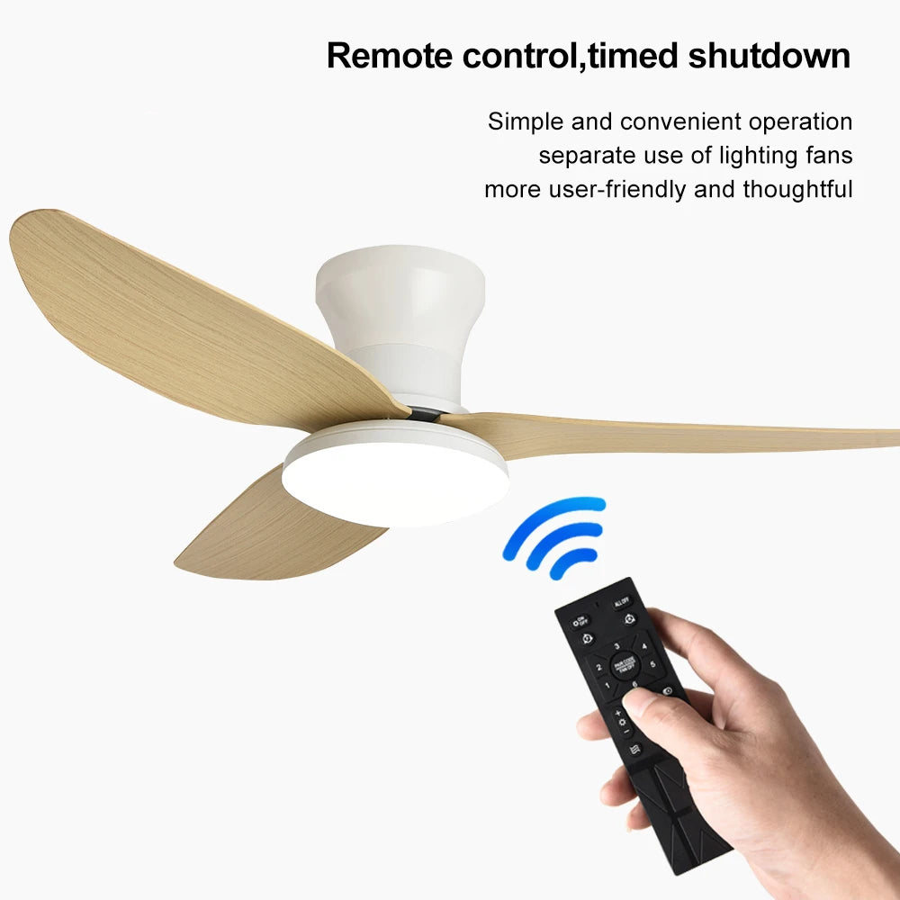 Flush Mount LED Ceiling Fan Light with Remote Control