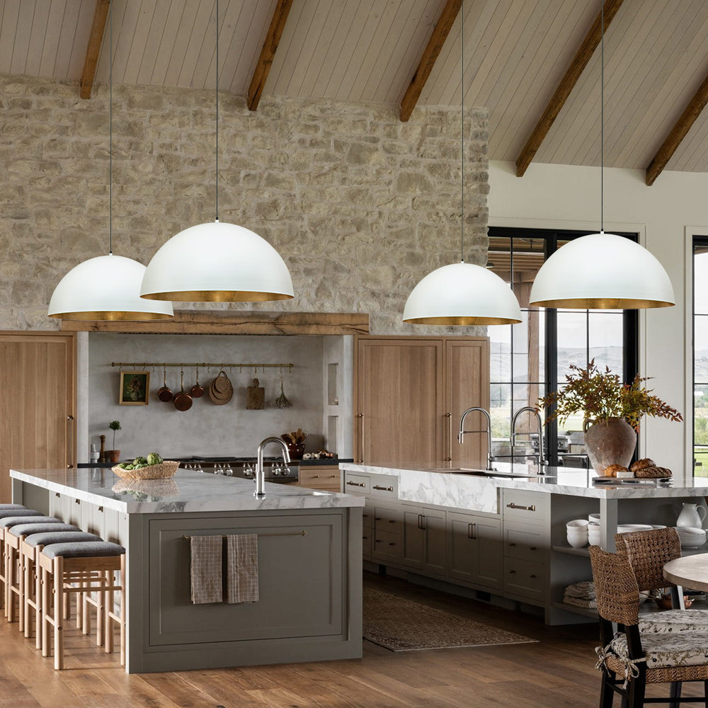 Oversized Dome Metal Pendant Light with Gold Interior