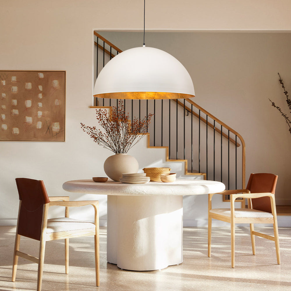 Oversized Dome Metal Pendant Light with Gold Interior