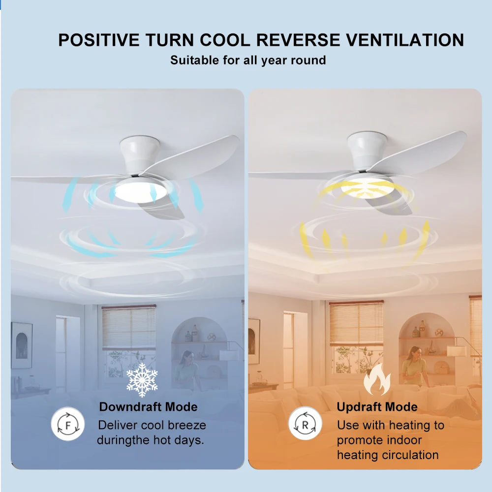 Flush Mount LED Ceiling Fan Light with Remote Control