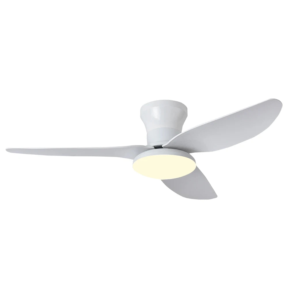 Flush Mount LED Ceiling Fan Light with Remote Control