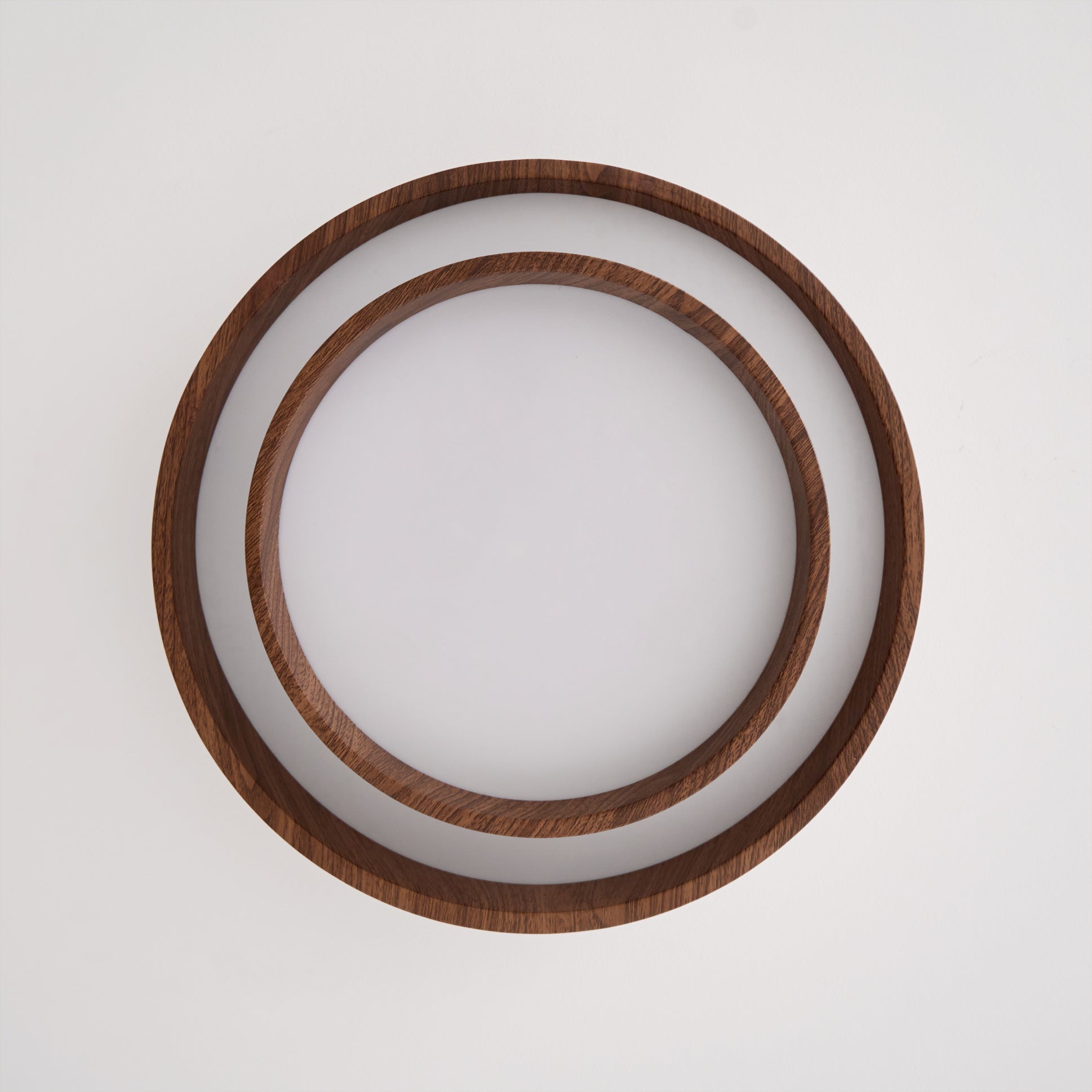 Double Ring Walnut Ceiling Light Modern Flush Mount