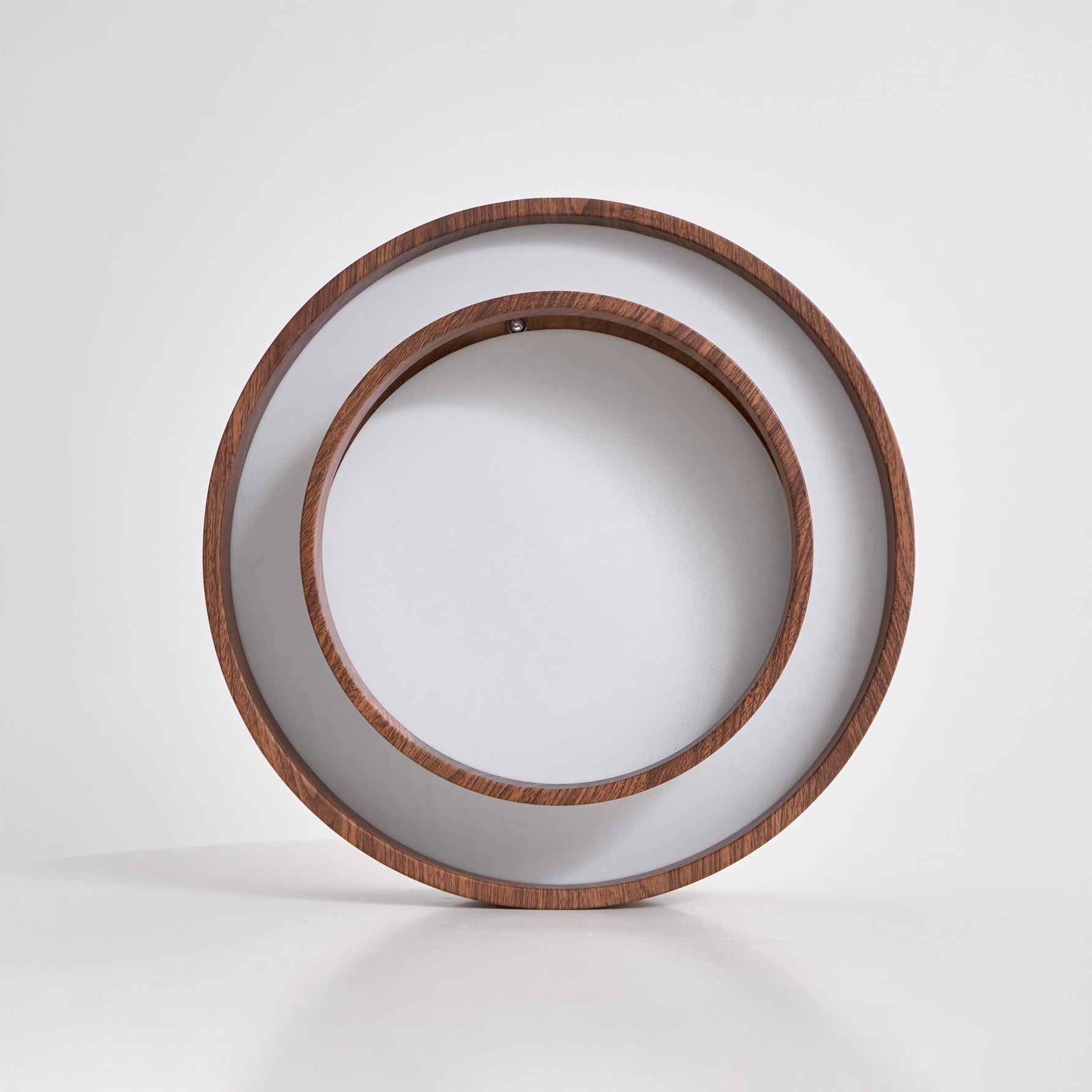 Double Ring Walnut Ceiling Light Modern Flush Mount