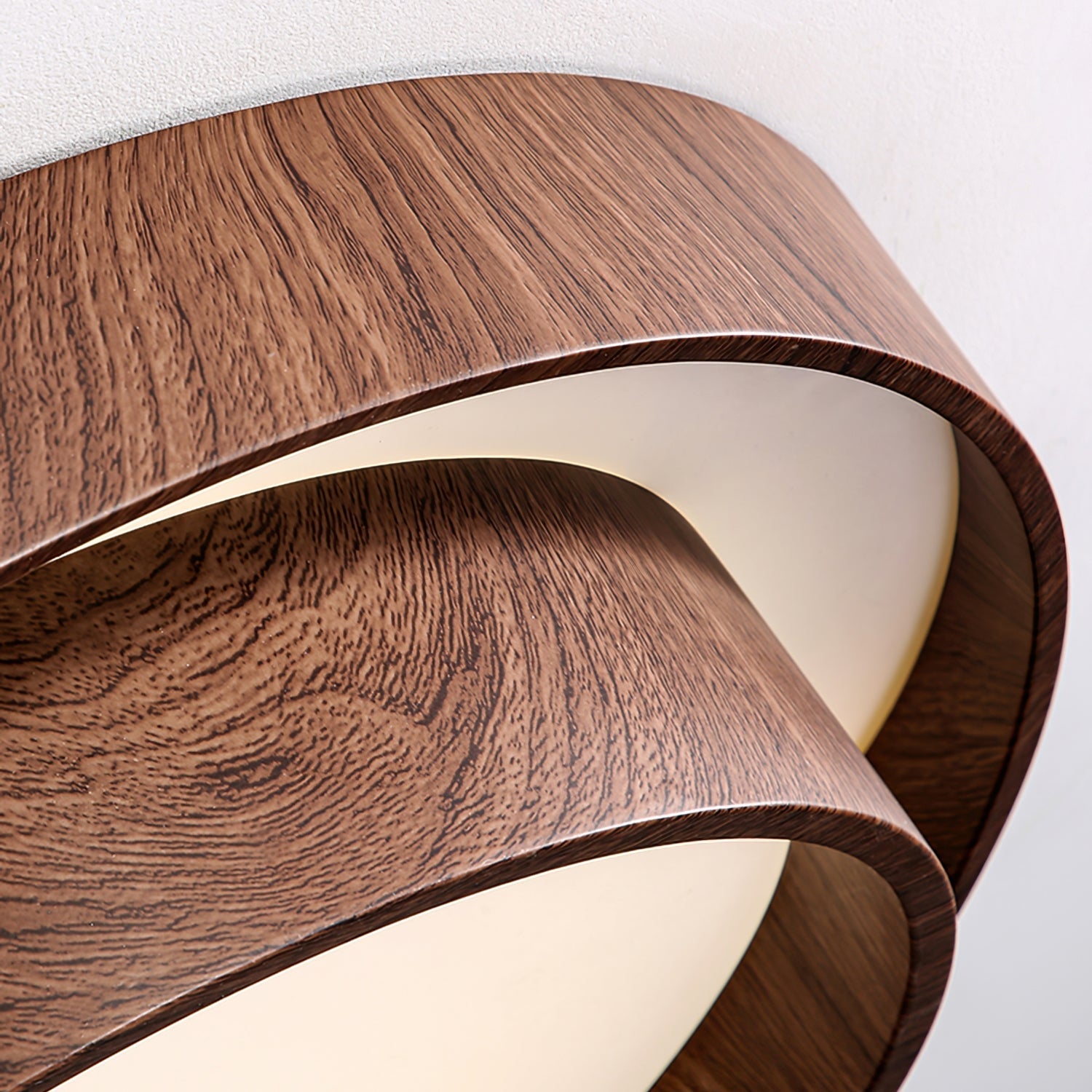 Double Ring Walnut Ceiling Light Modern Flush Mount