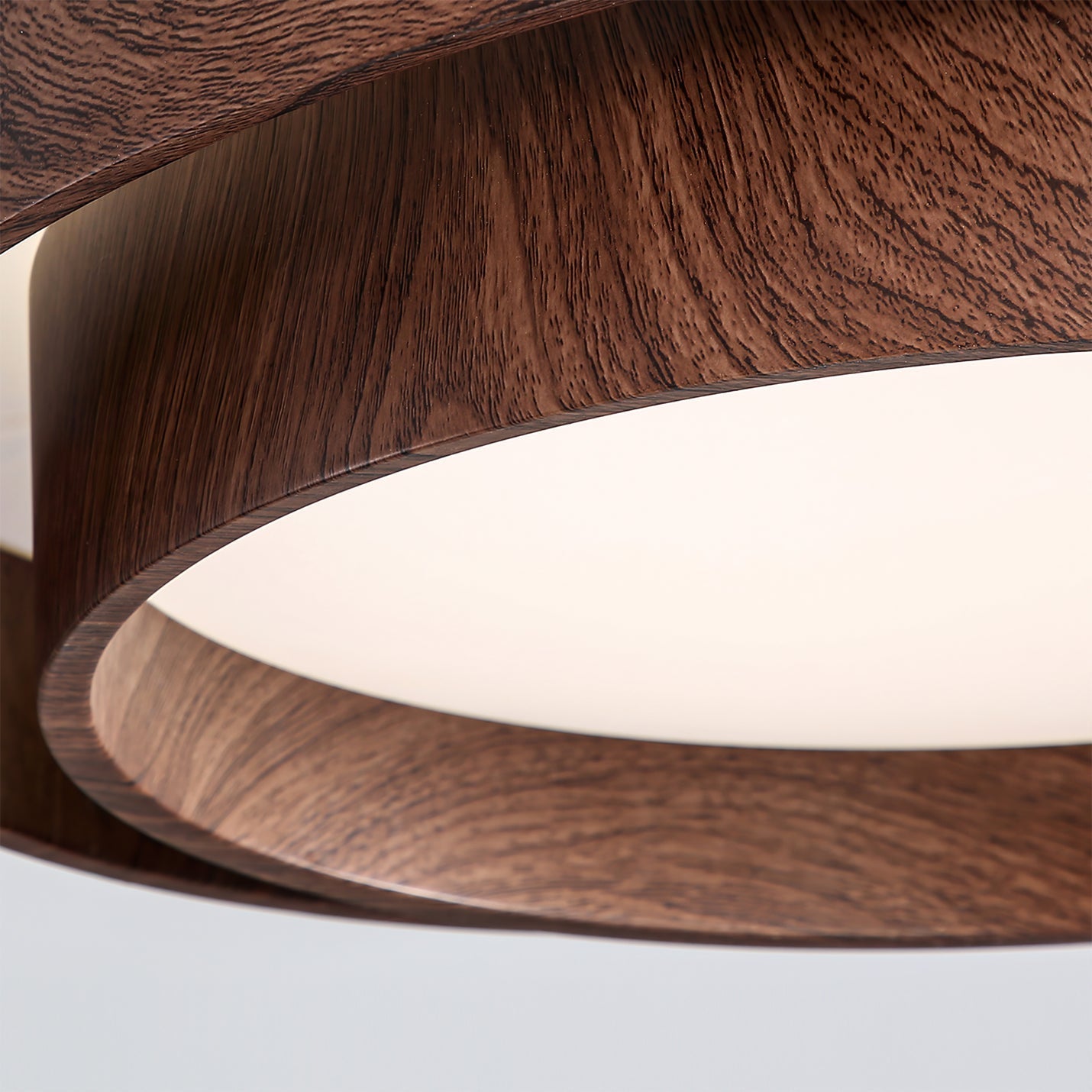 Double Ring Walnut Ceiling Light Modern Flush Mount