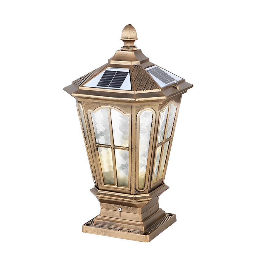 Retro Solar LED Fence Post Light Waterproof Dual Power