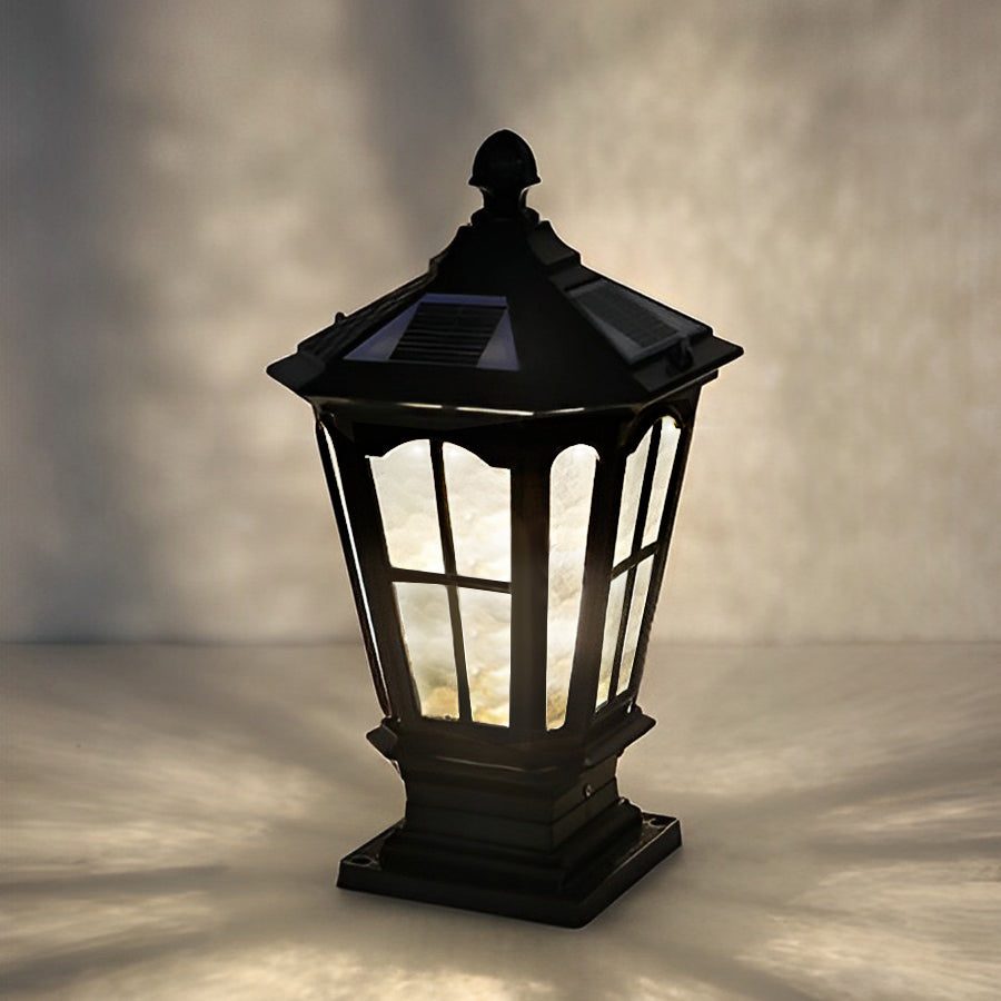 Retro Solar LED Fence Post Light Waterproof Dual Power
