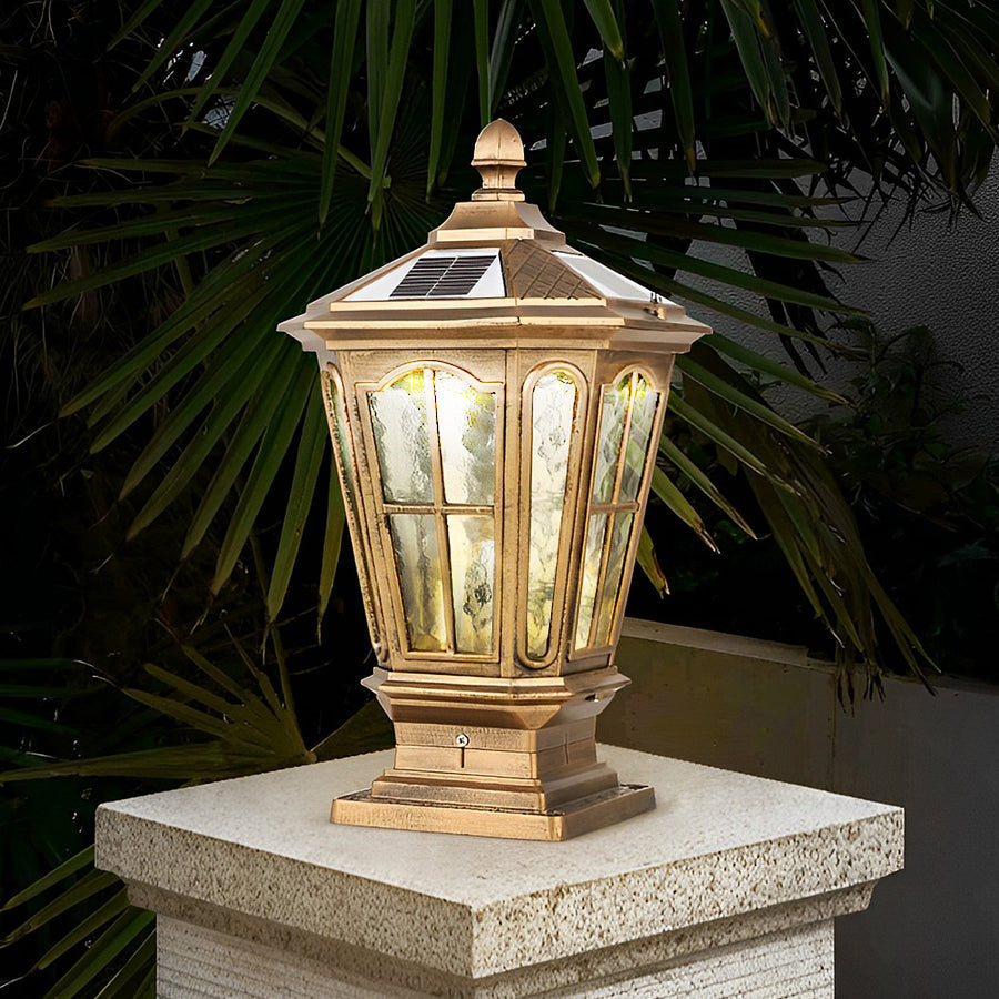 Retro Solar LED Fence Post Light Waterproof Dual Power