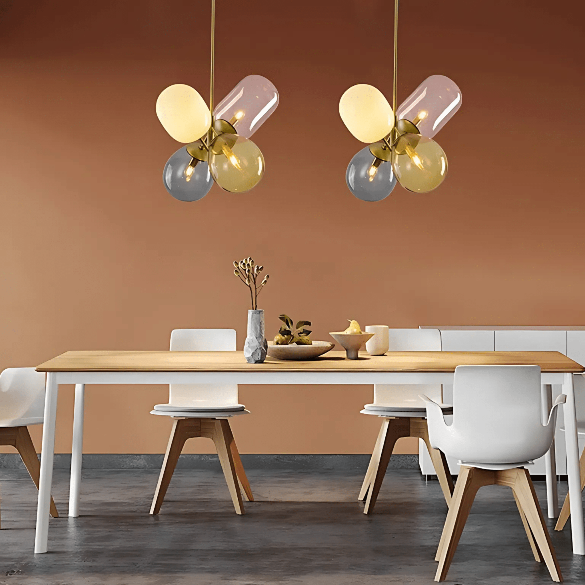 Modern Glass Globe Chandelier Adjustable Brass Ceiling Light