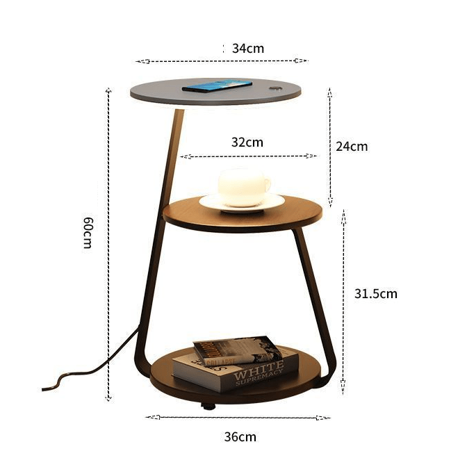Modern Double-Layer Side Table with Stone or Wood Top