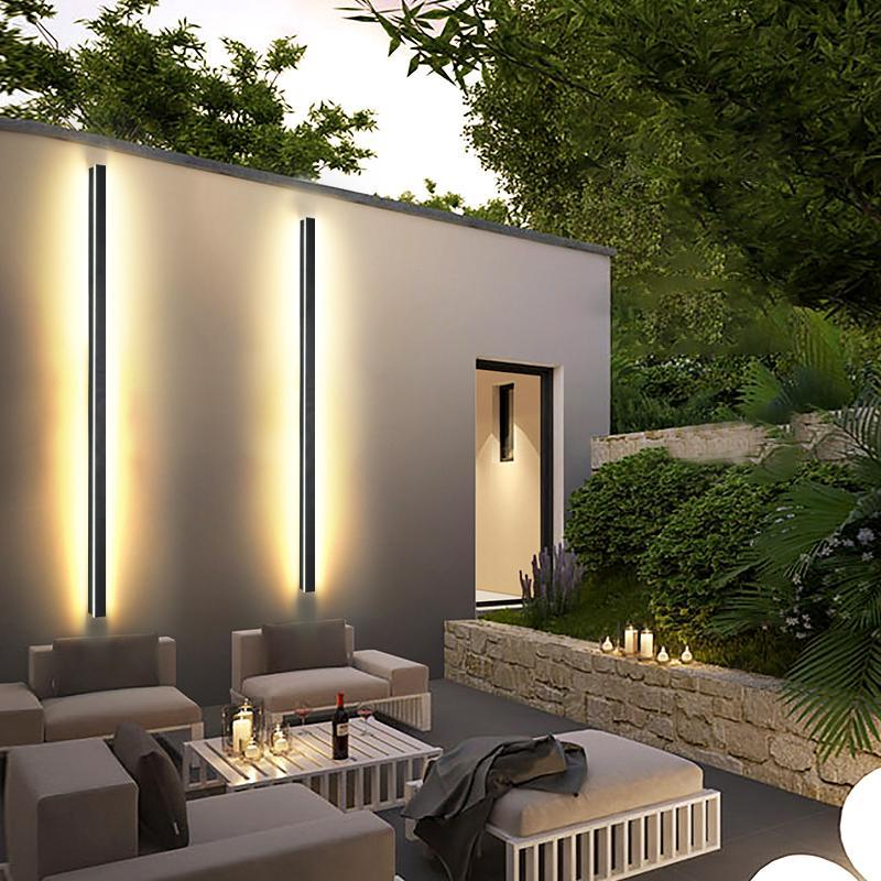 LED Wall Light Modern Black, Dimmable RGB Outdoor Fixture
