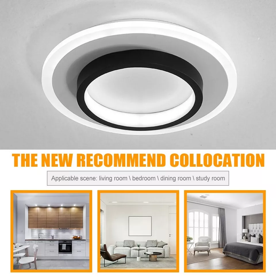 Modern Round LED Ceiling Light with Metal and Acrylic Design