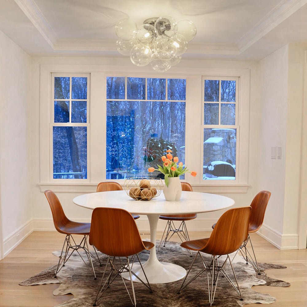 Brass Cluster Glass Globe Bubble Ceiling Light with Three Clear Globes