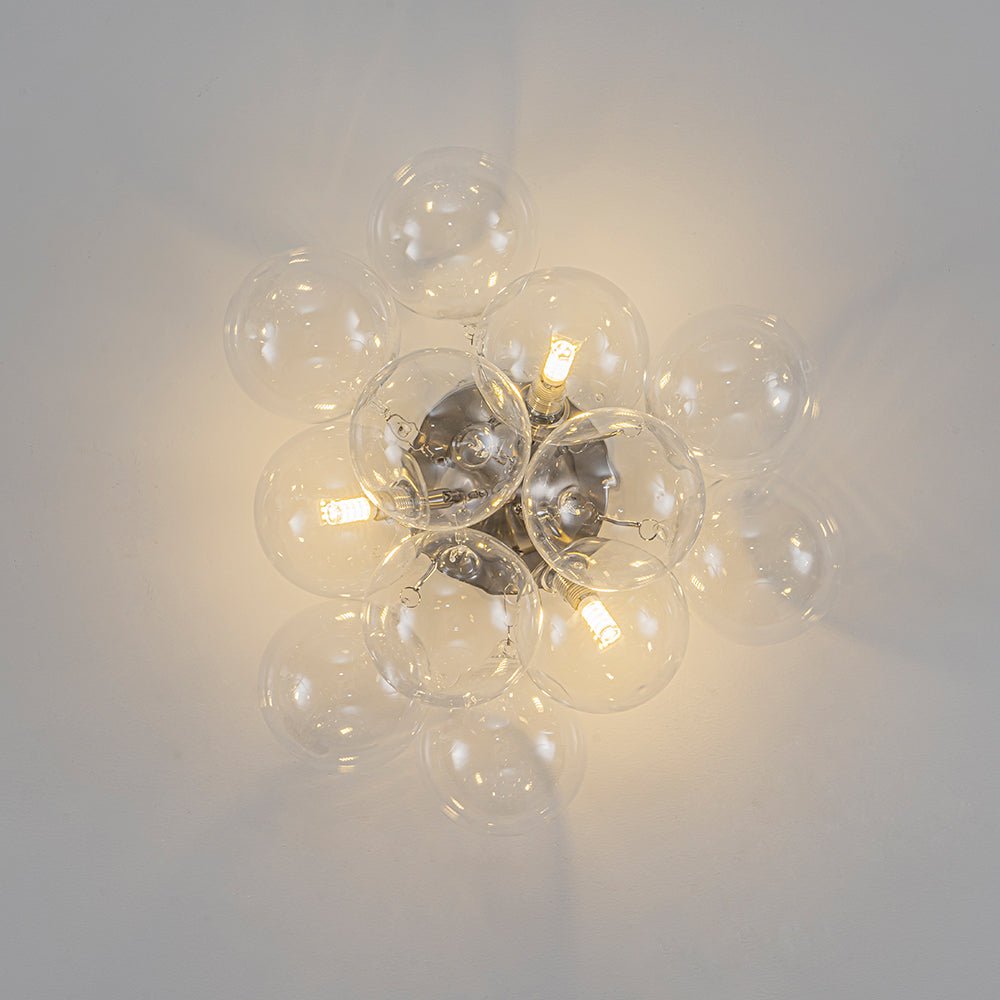 Brass Cluster Glass Globe Bubble Ceiling Light with Three Clear Globes