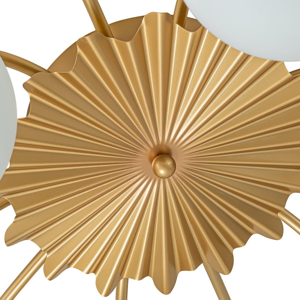 12 Light Opal Glass Bubble Sputnik Chandelier in Brass Finish