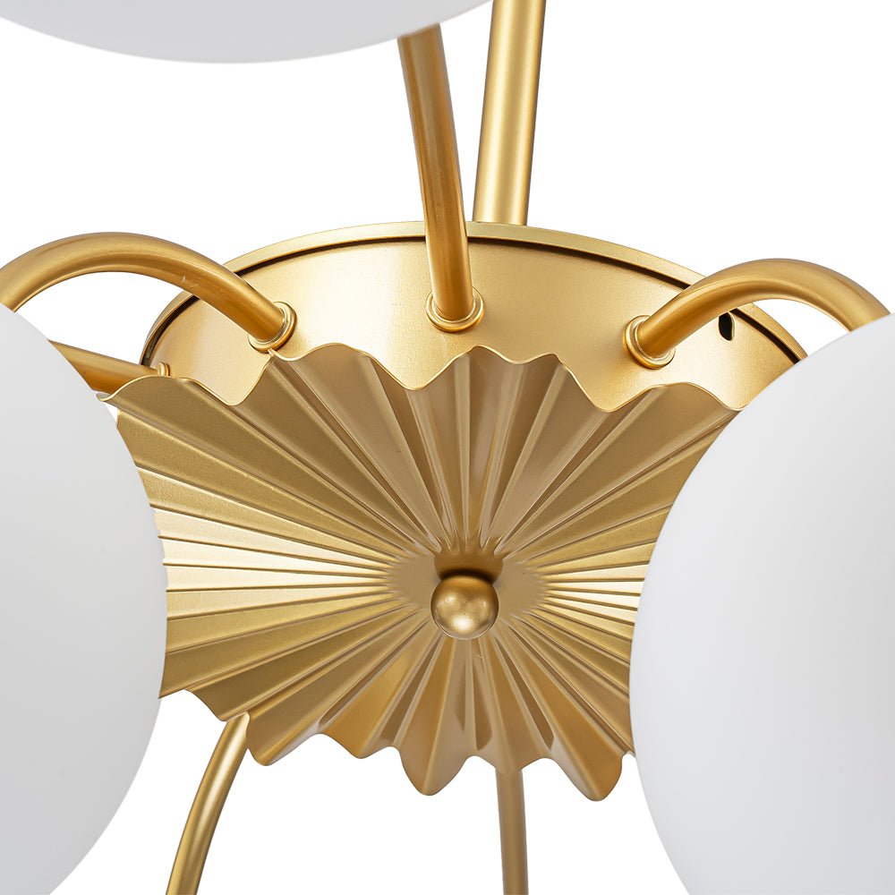 12 Light Opal Glass Bubble Sputnik Chandelier in Brass Finish