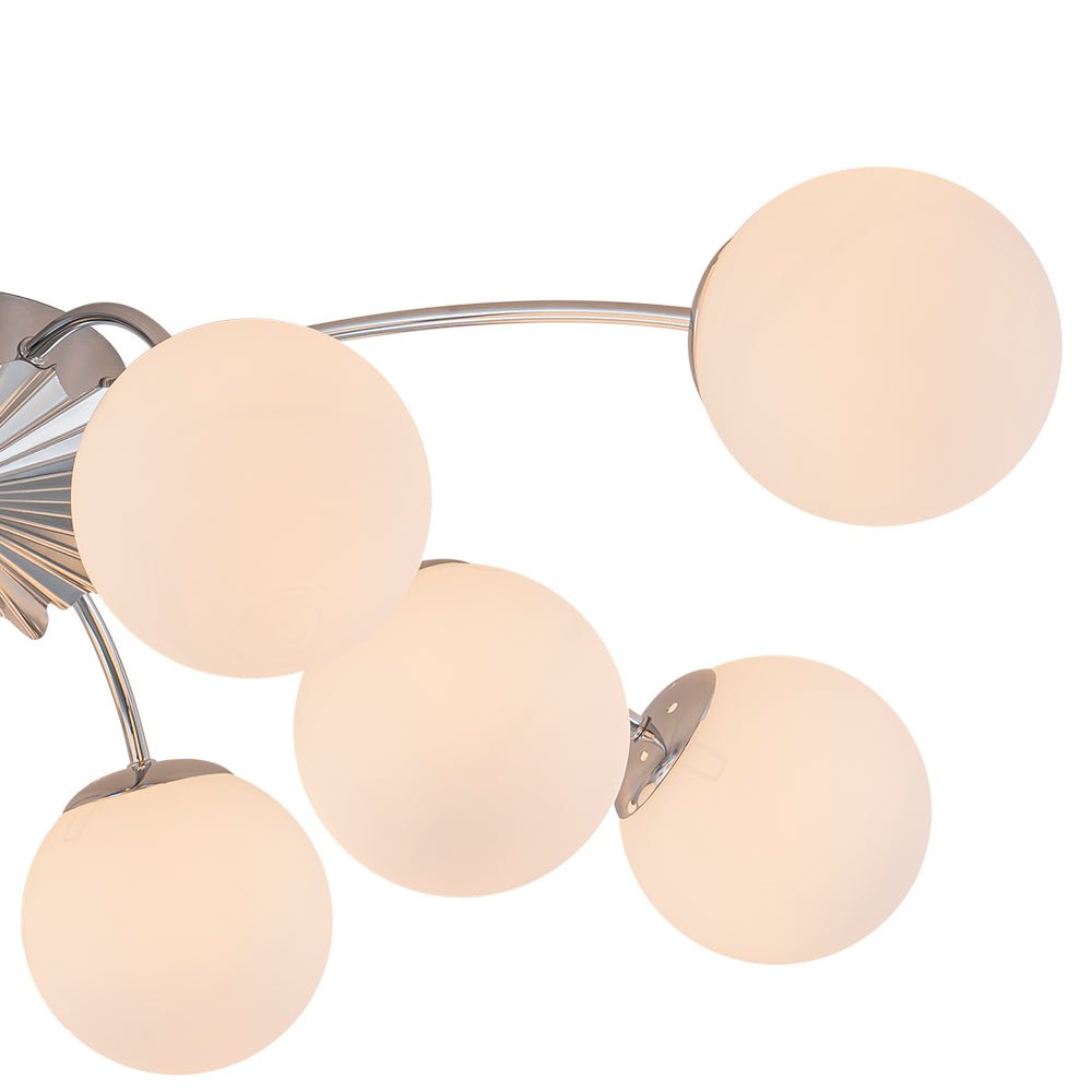 12 Light Opal Glass Bubble Sputnik Chandelier in Brass Finish