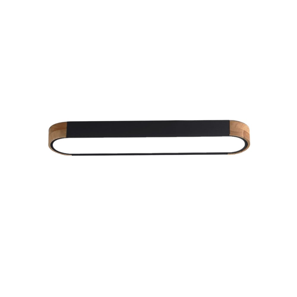 Minimalist Dimmable Oval LED Ceiling Light with Wood Accents