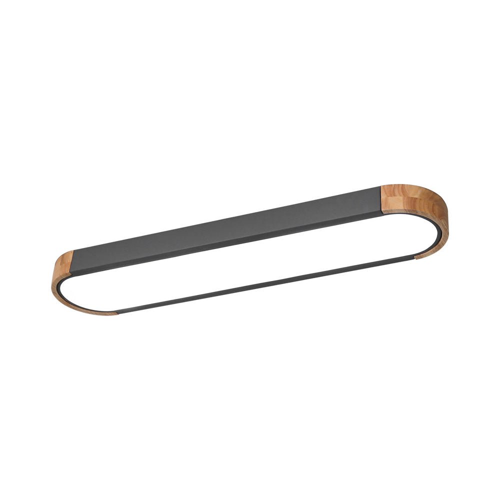 Minimalist Dimmable Oval LED Ceiling Light with Wood Accents
