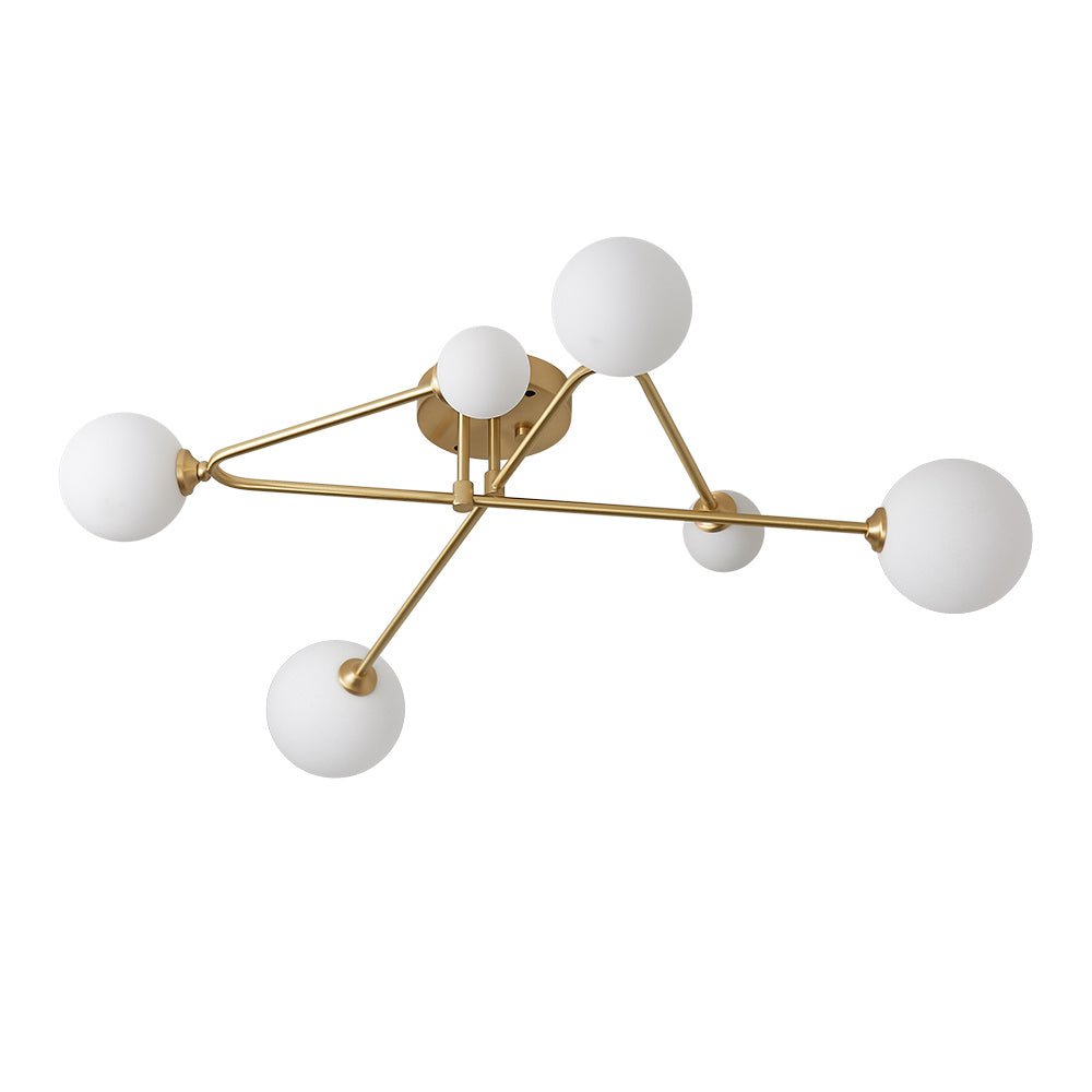 6 Light Frosted Glass Linear Brass Ceiling Light