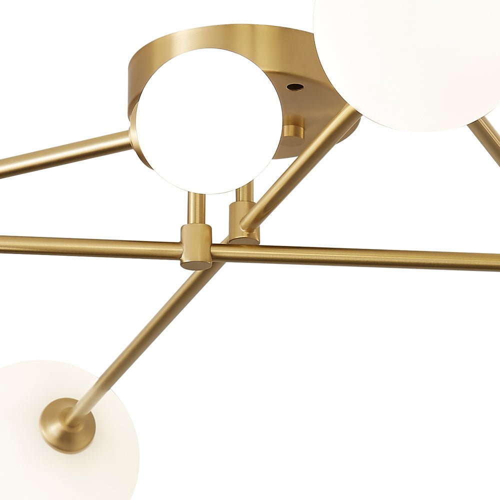6 Light Frosted Glass Linear Brass Ceiling Light