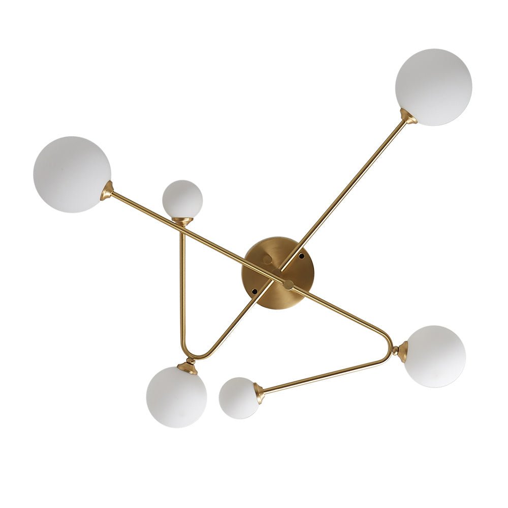 6 Light Frosted Glass Linear Brass Ceiling Light
