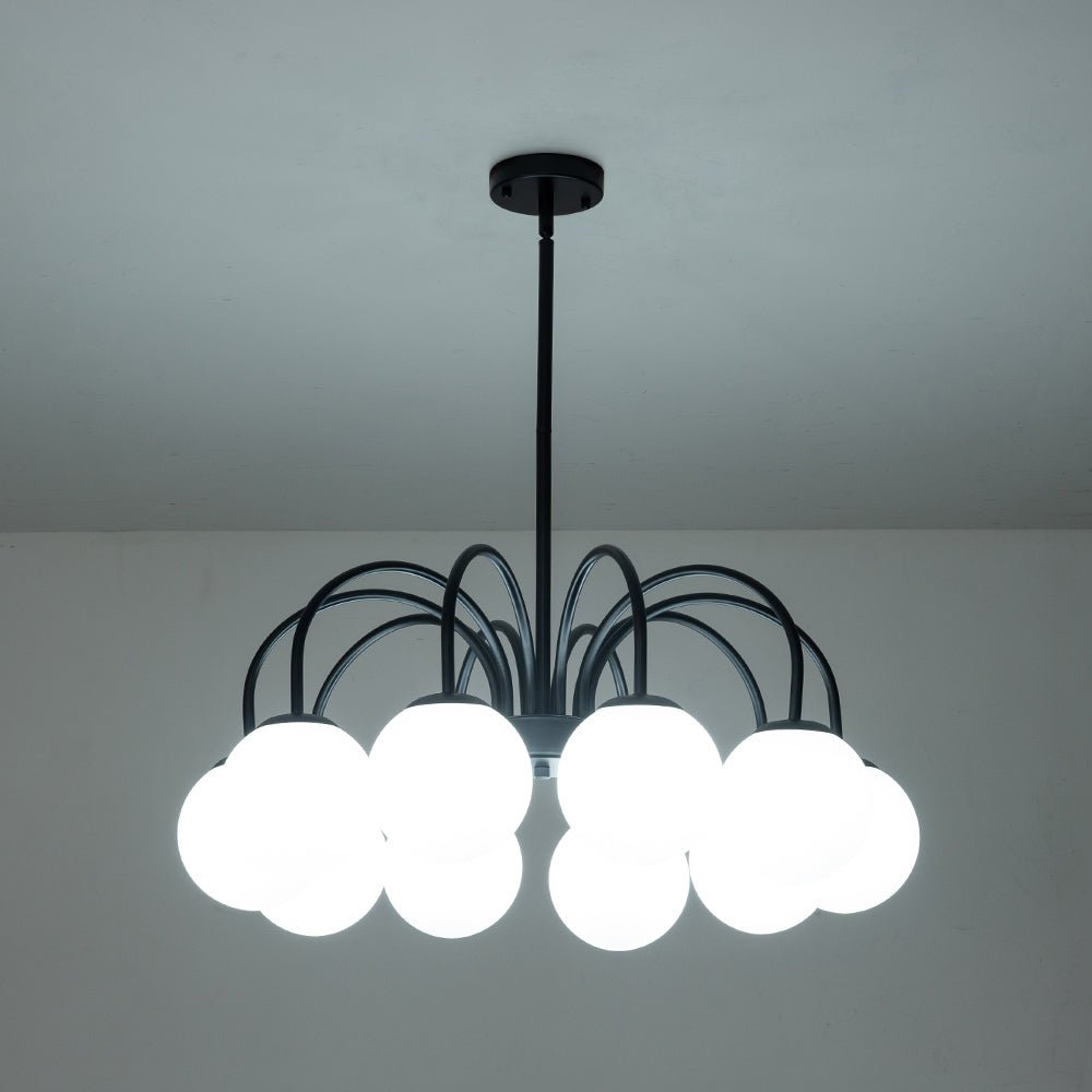 Mid Century Globe Bubble Chandelier with Frosted Glass