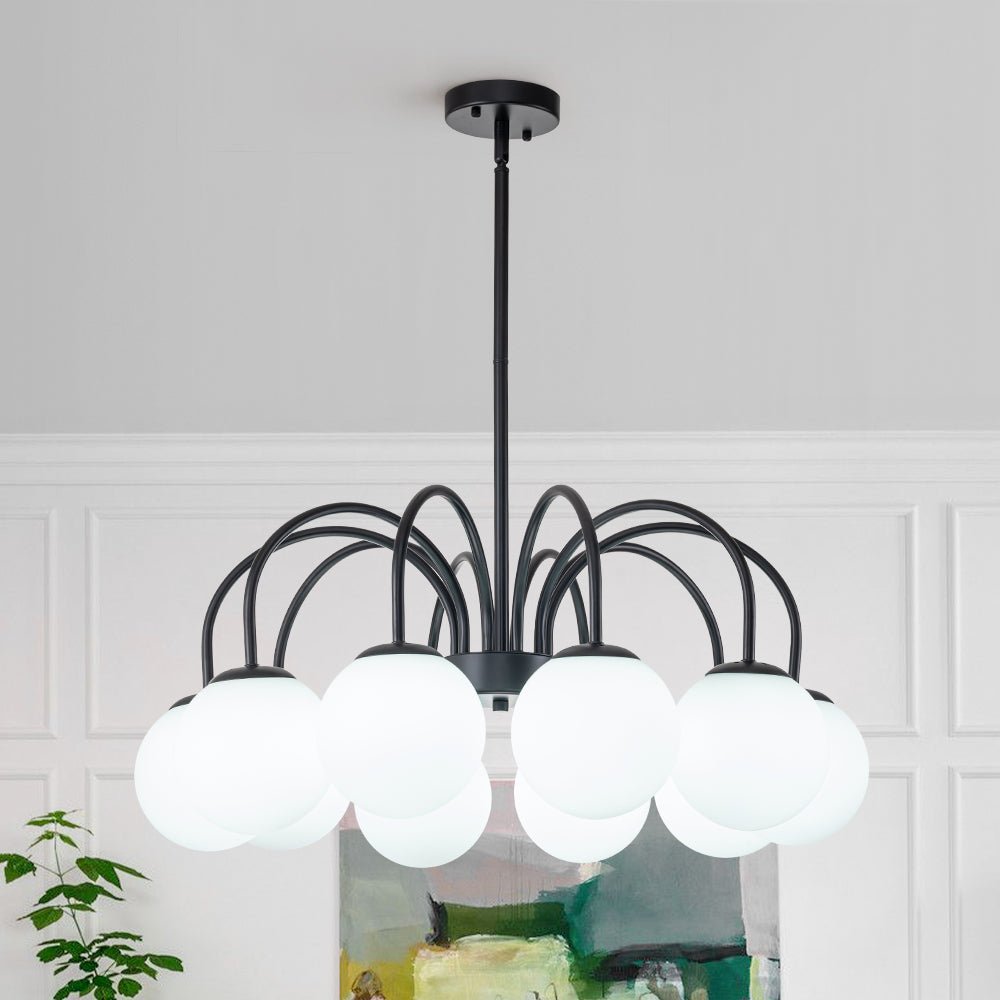 Mid Century Globe Bubble Chandelier with Frosted Glass