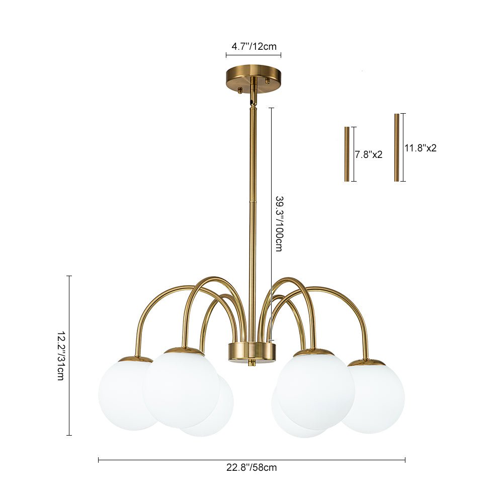 Mid Century Globe Bubble Chandelier with Frosted Glass