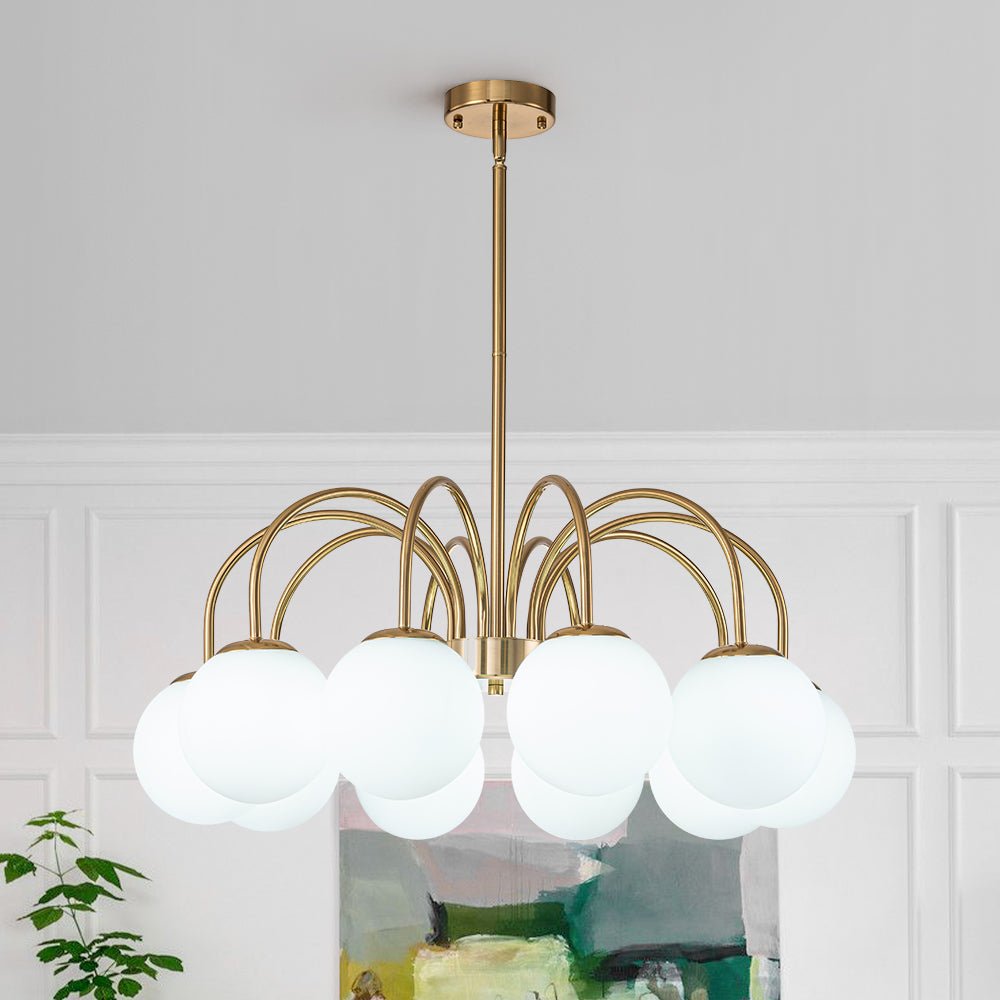 Mid Century Globe Bubble Chandelier with Frosted Glass