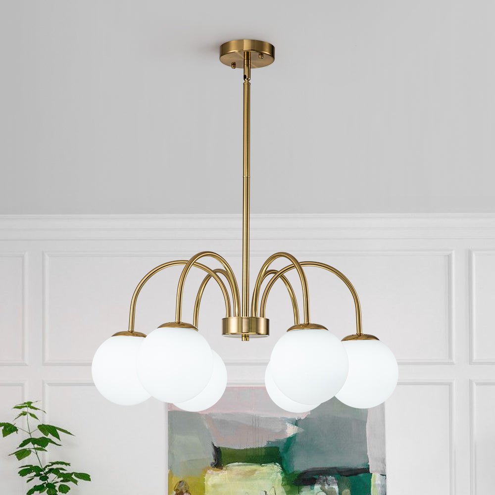 Mid Century Globe Bubble Chandelier with Frosted Glass