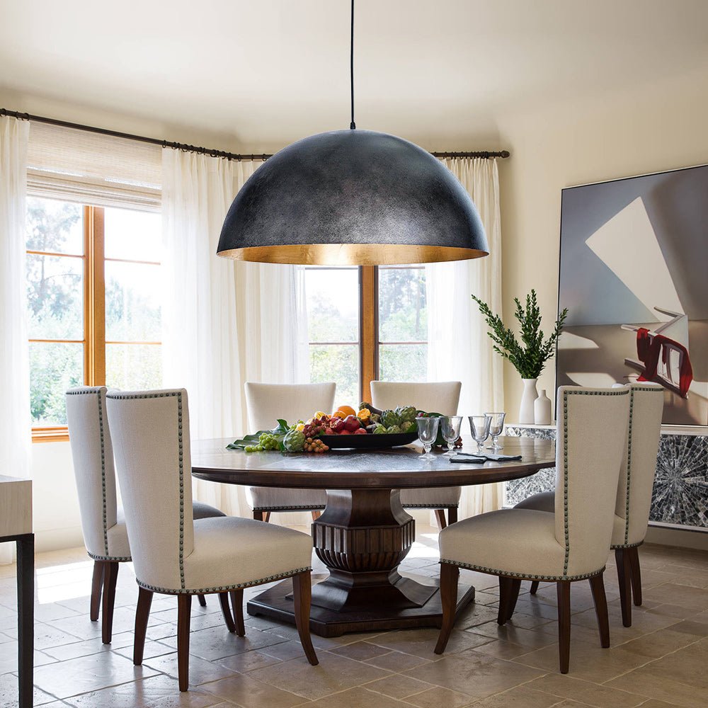 Oversized Dome Metal Pendant Light with Gold Interior