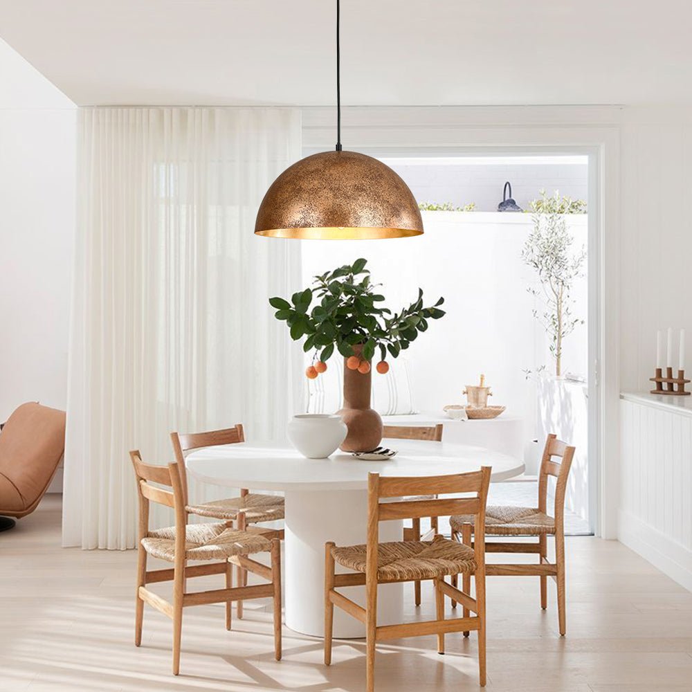 Oversized Dome Metal Pendant Light with Gold Interior