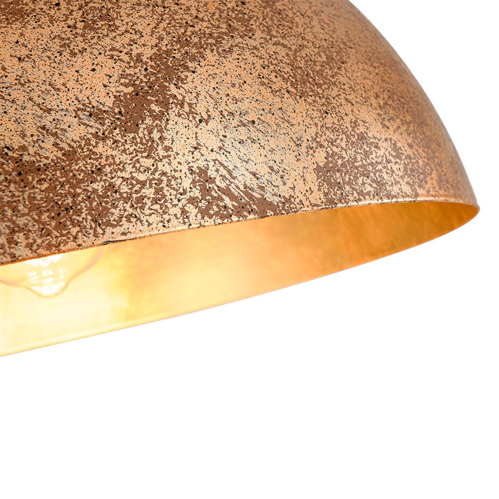 Oversized Dome Metal Pendant Light with Gold Interior