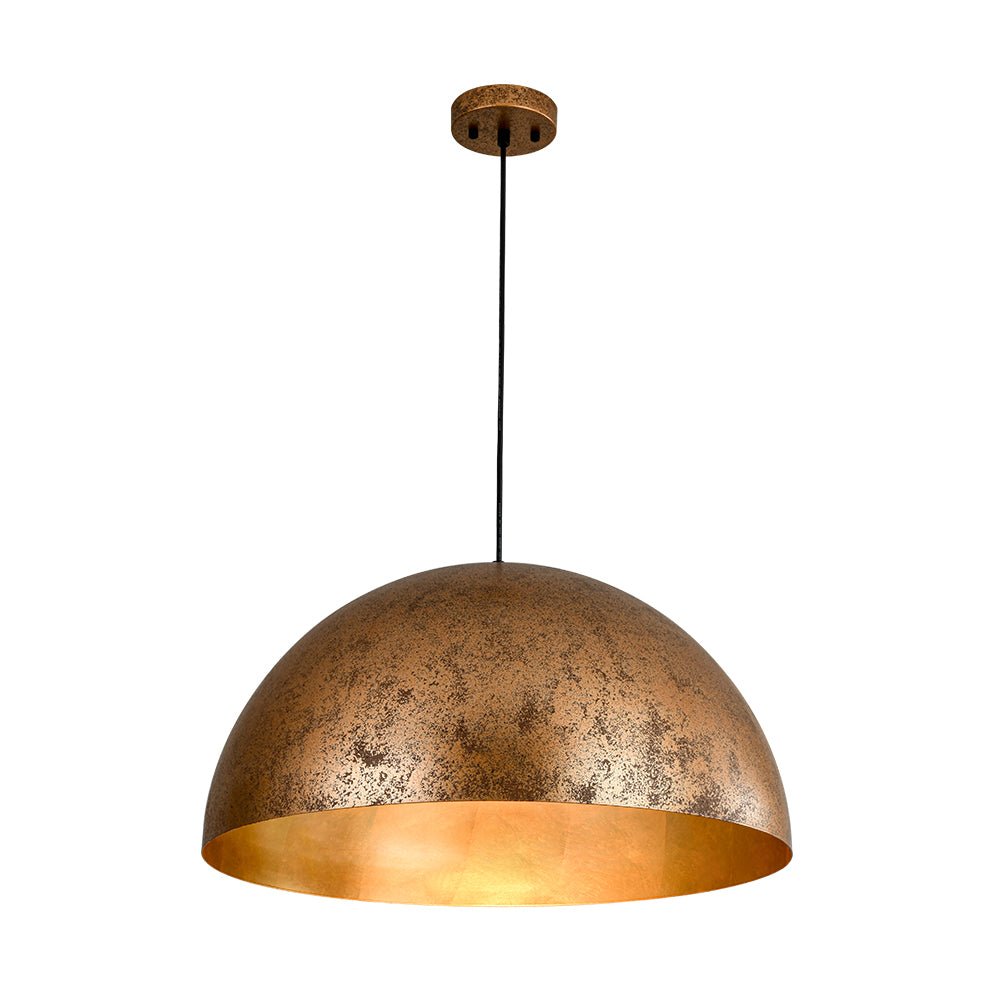 Oversized Dome Metal Pendant Light with Gold Interior