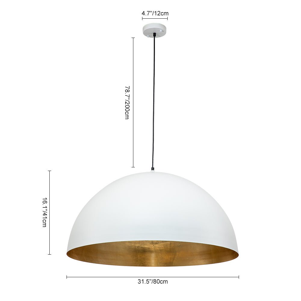 Oversized Dome Metal Pendant Light with Gold Interior