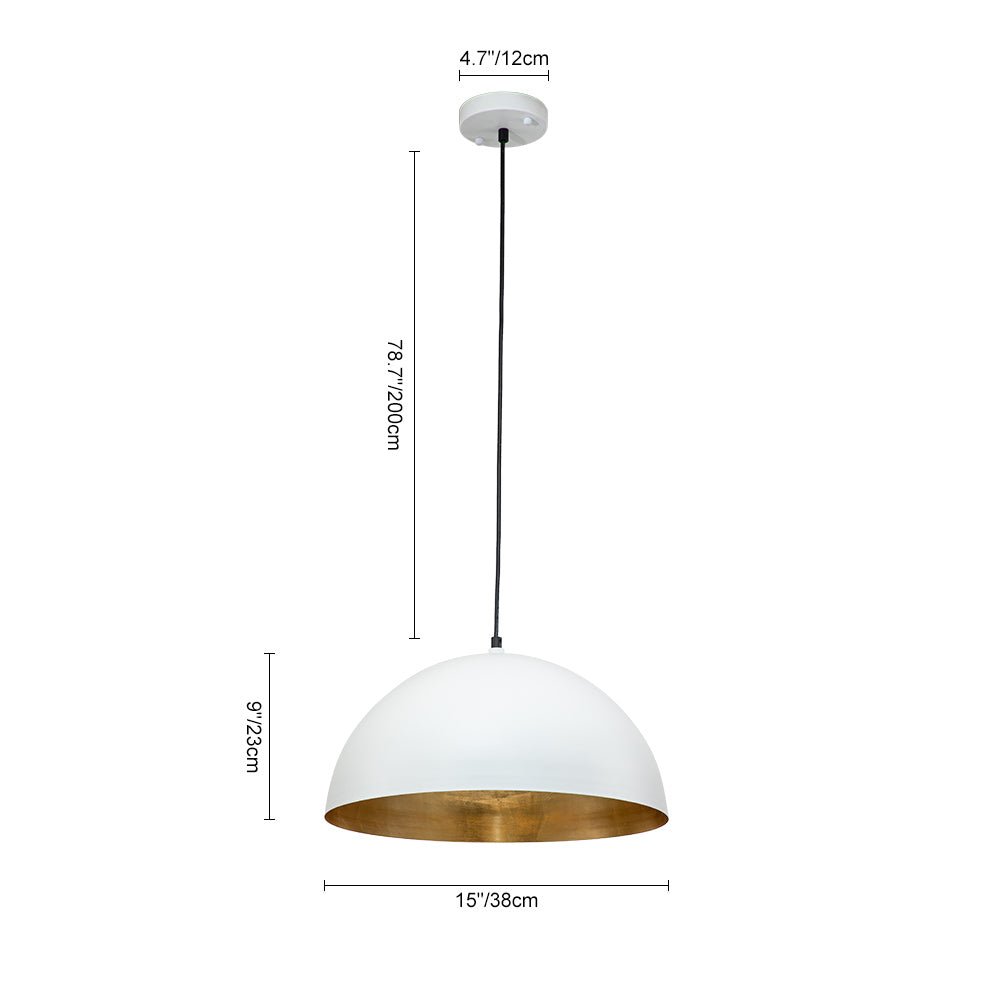 Oversized Dome Metal Pendant Light with Gold Interior