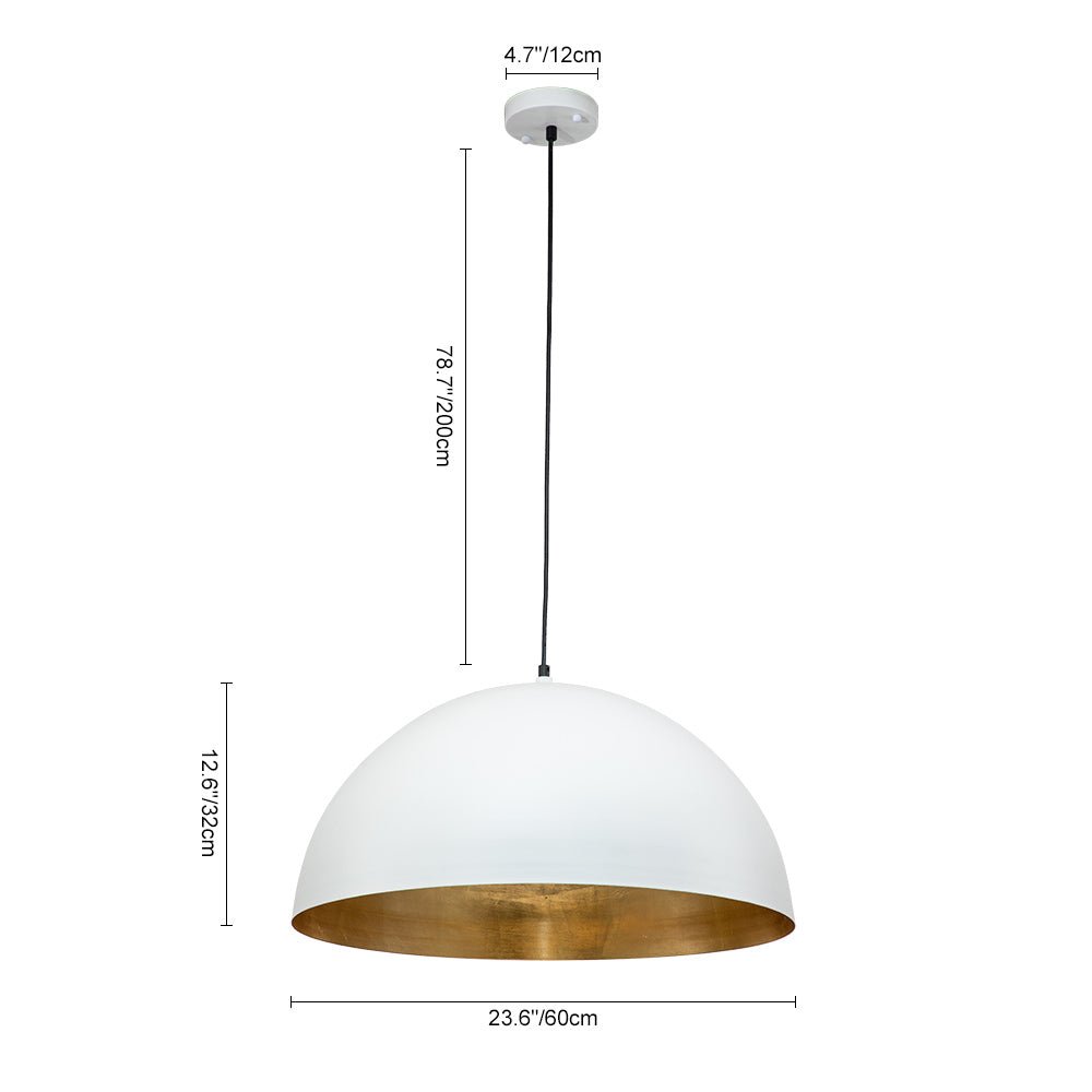 Oversized Dome Metal Pendant Light with Gold Interior