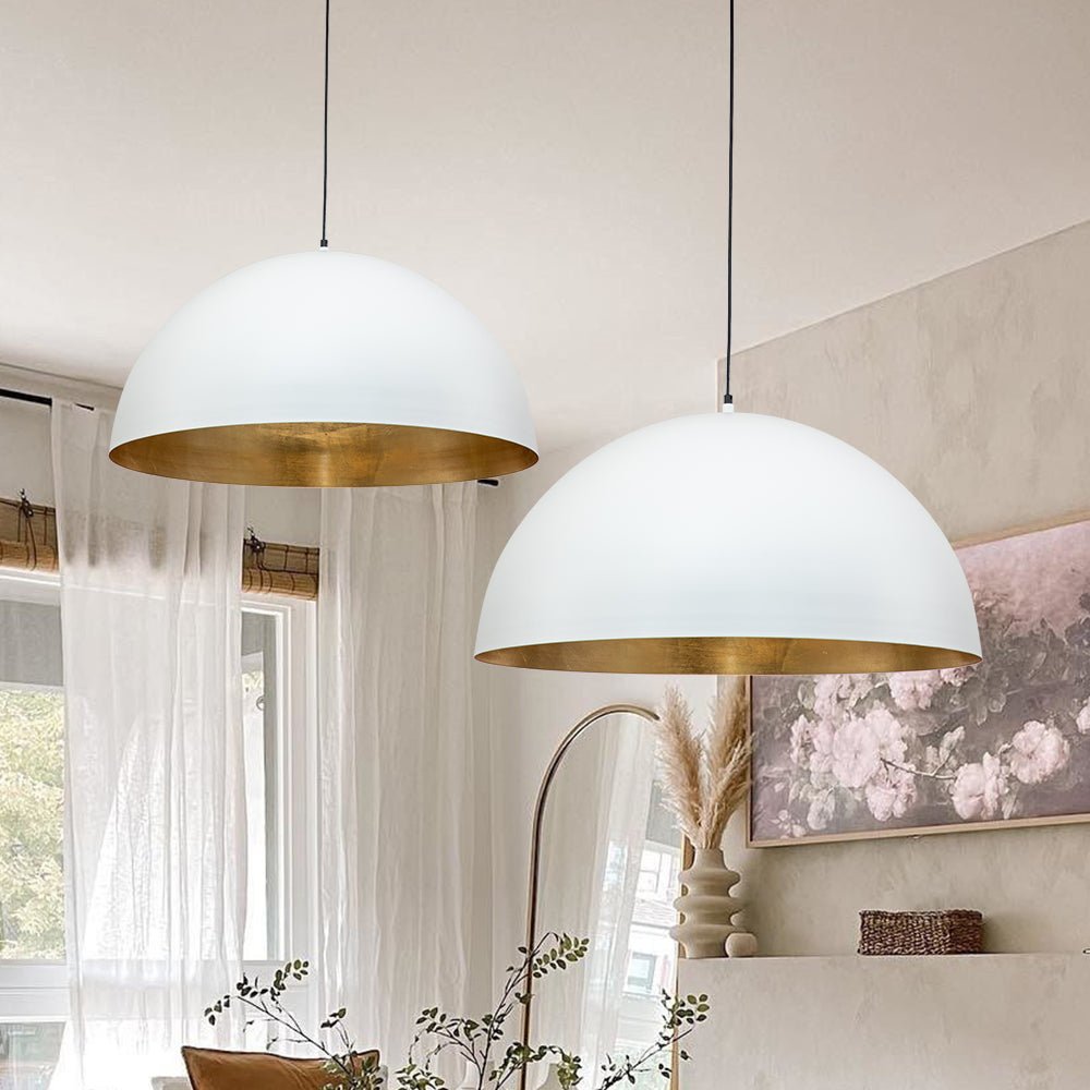 Oversized Dome Metal Pendant Light with Gold Interior
