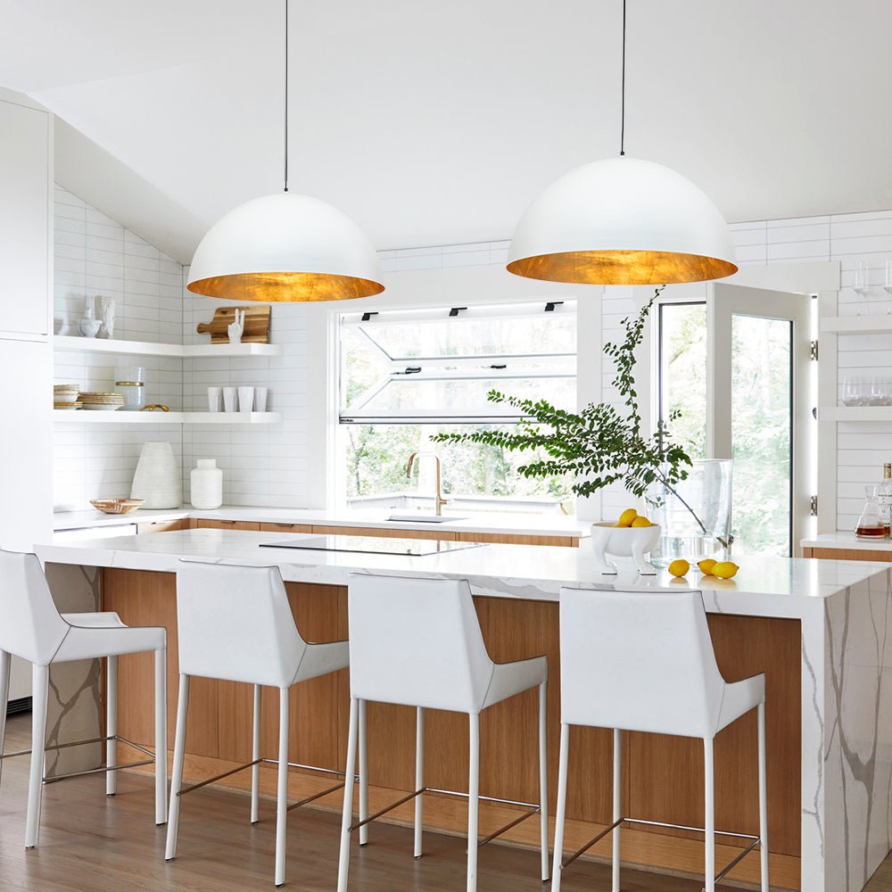 Oversized Dome Metal Pendant Light with Gold Interior