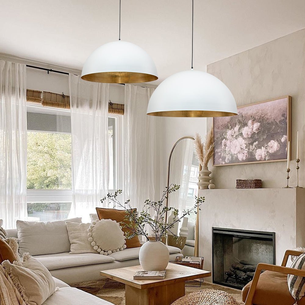 Oversized Dome Metal Pendant Light with Gold Interior