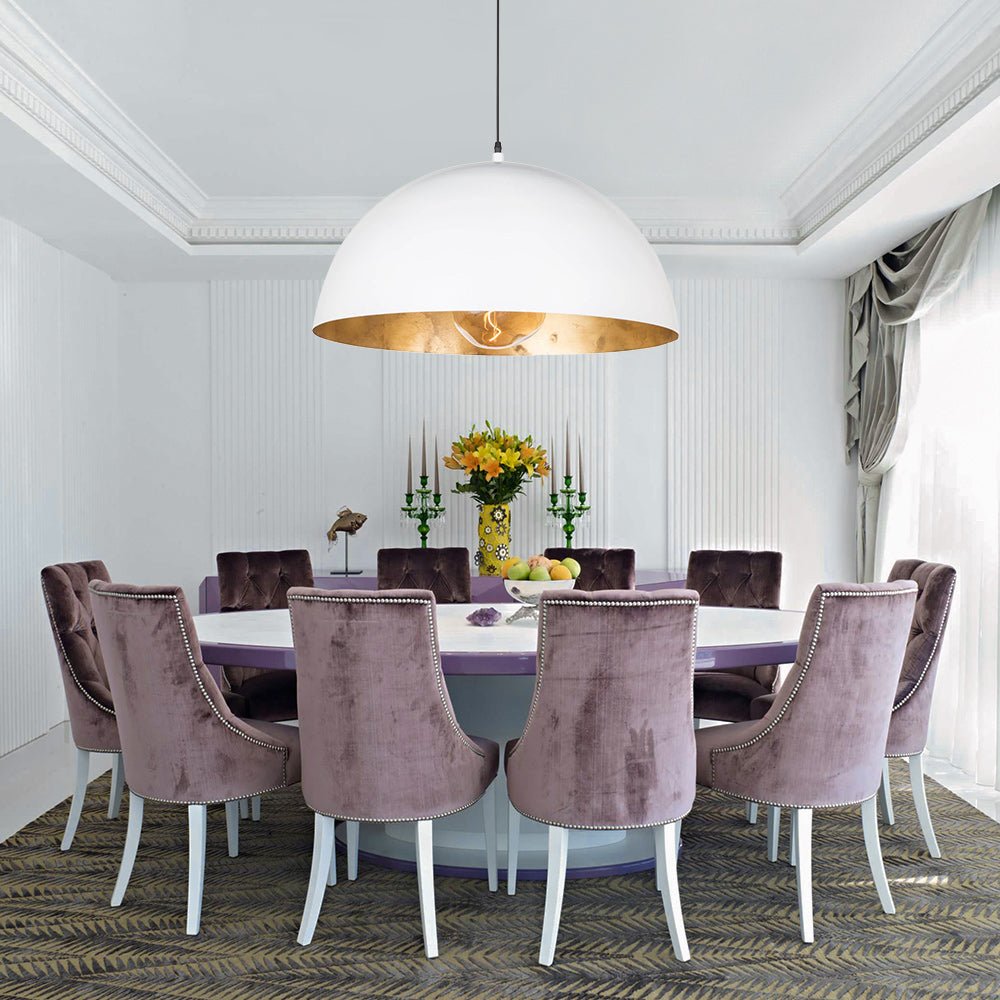 Oversized Dome Metal Pendant Light with Gold Interior