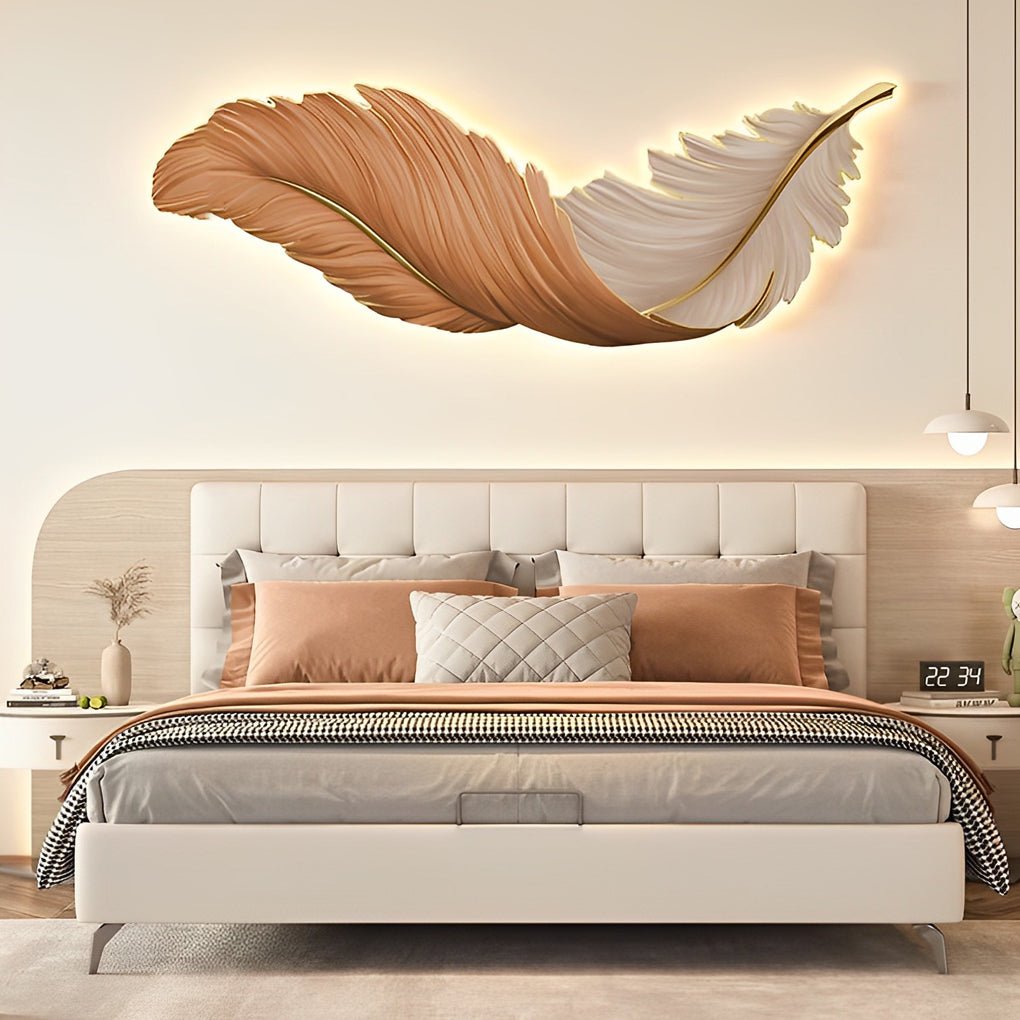 Modern Feather Wall Light with LED Remote Control and USB Power