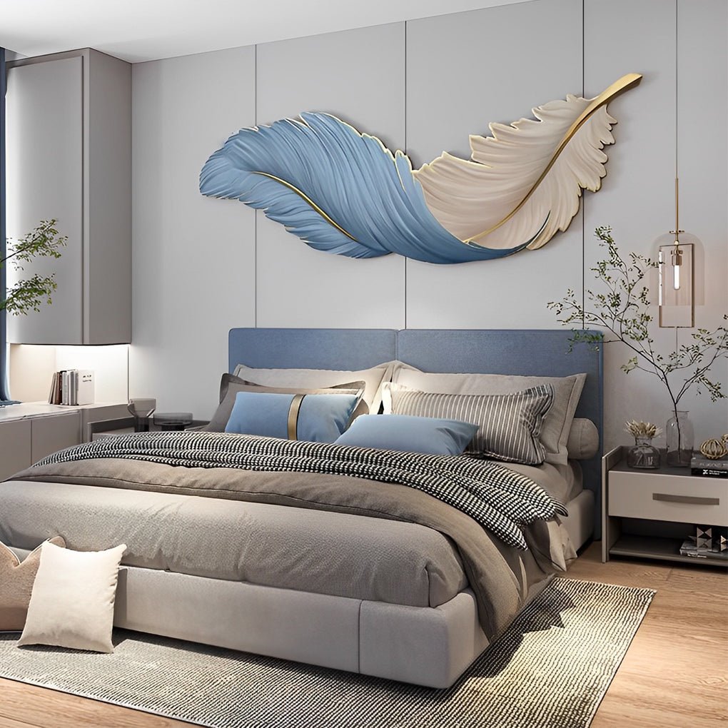 Modern Feather Wall Light with LED Remote Control and USB Power