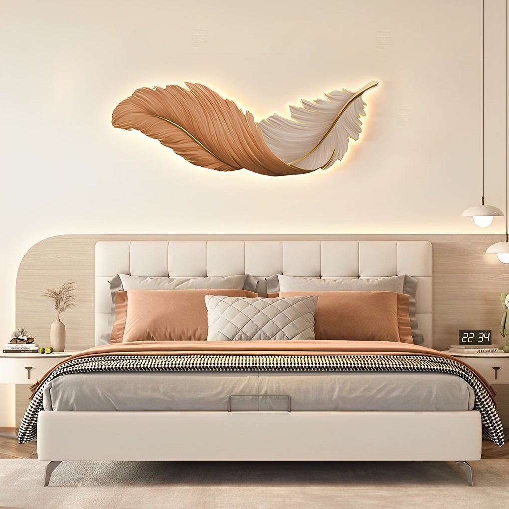 Modern Feather Wall Light with LED Remote Control and USB Power